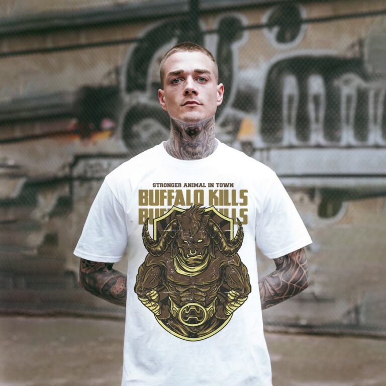 Mẫu áo thun in hình trâu mạnh mẽ