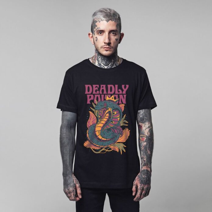 Mẫu áo thun rắn hổ mang vector