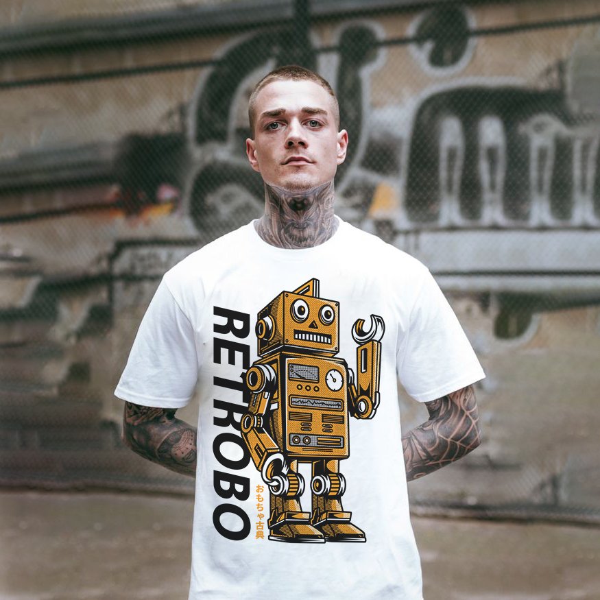Áo thun robot retro