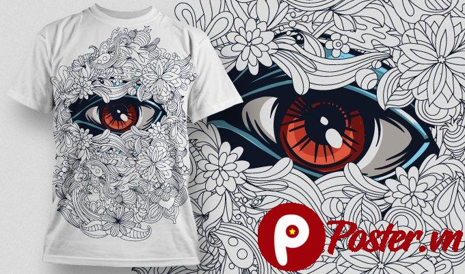 Mẫu áo thun vector mắt hoa
