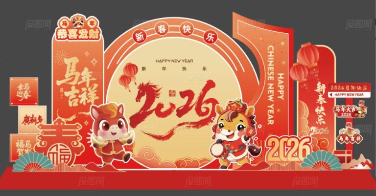 Mẫu Backdrop Tết 2026 Vector