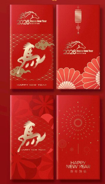 Mẫu Bao Lì Xì Tết 2026 Vector