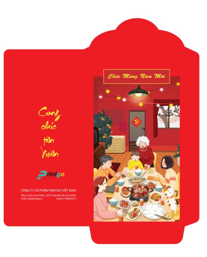Mẫu bao lì xì Tết AI gia đình sum vầy