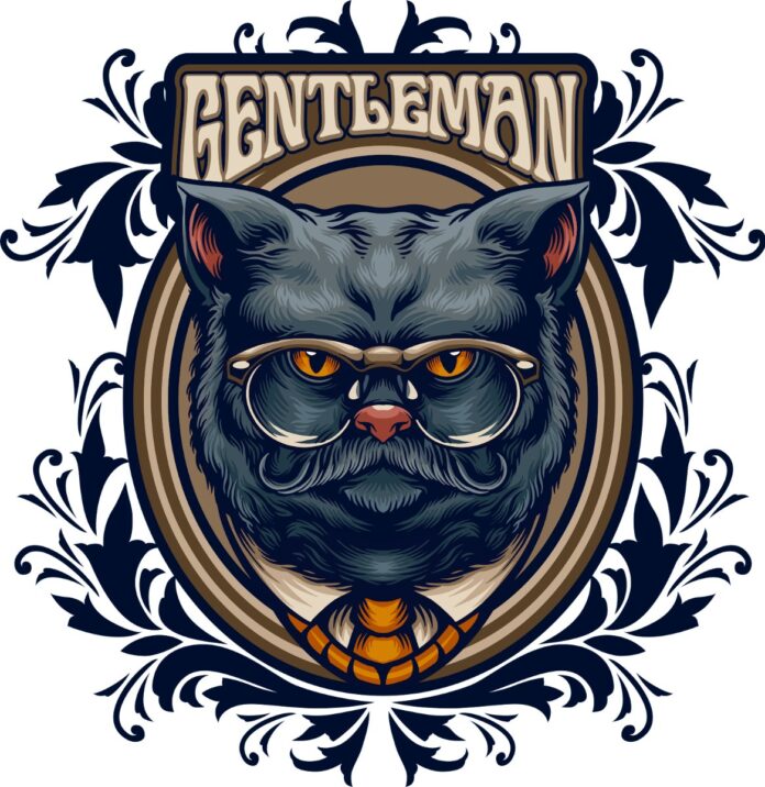 Mèo gentleman vector đeo kính