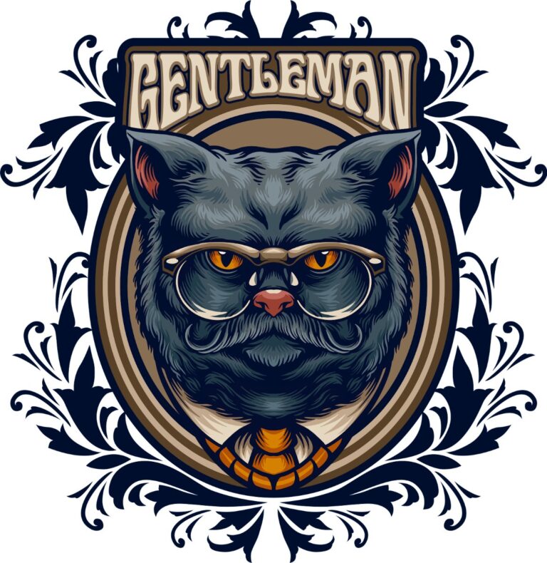 Mèo gentleman vector đeo kính