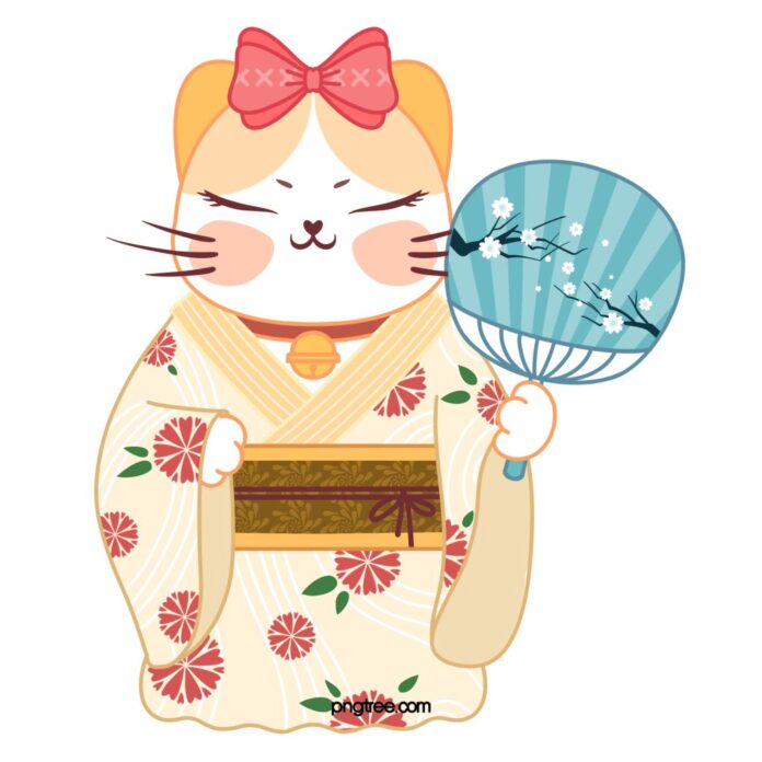 Mèo thần tài Kimono vector