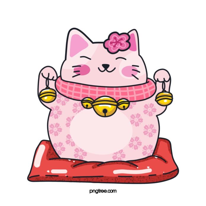 Mèo Thần Tài Vector Hồng Dễ Thương