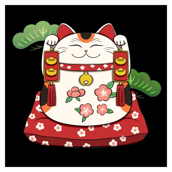 Mèo Thần Tài Vector May Mắn