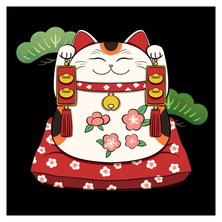 Mèo Thần Tài Vector May Mắn