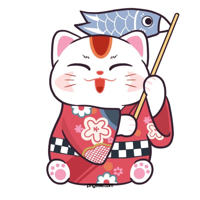 Mèo Thần Tài vector may mắn