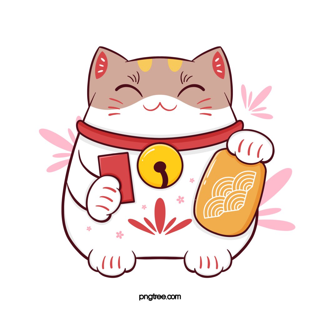 Mèo Thần Tài Vector May Mắn