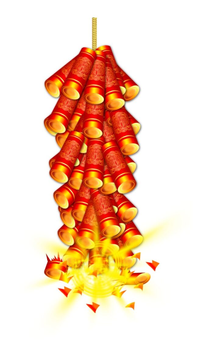Pháo Tết vector đỏ vàng