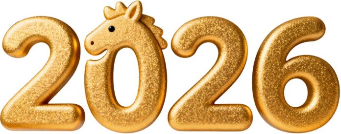 Số 2026 vàng kim hình ngựa