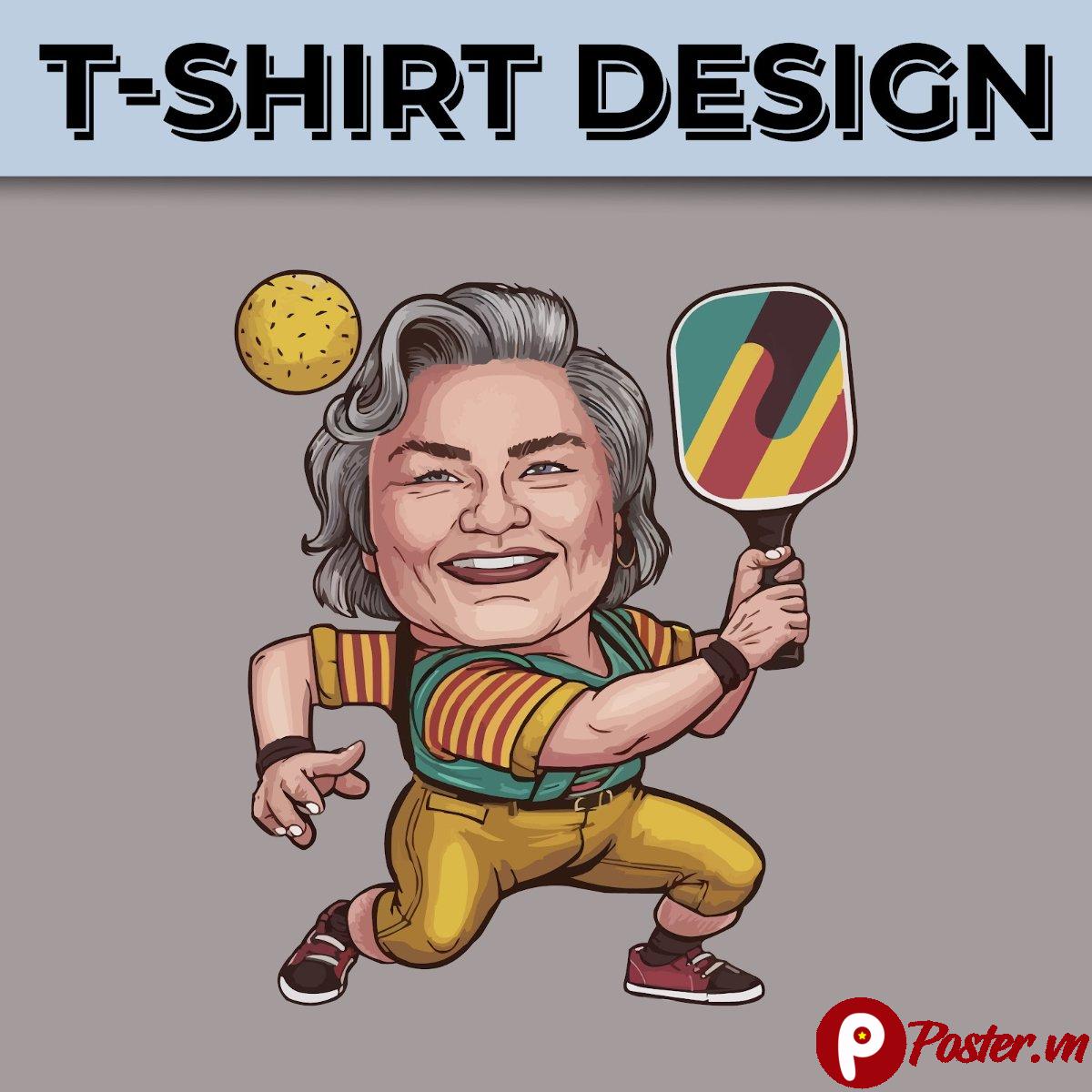 Thiết kế áo thun Pickleball hoạt hình