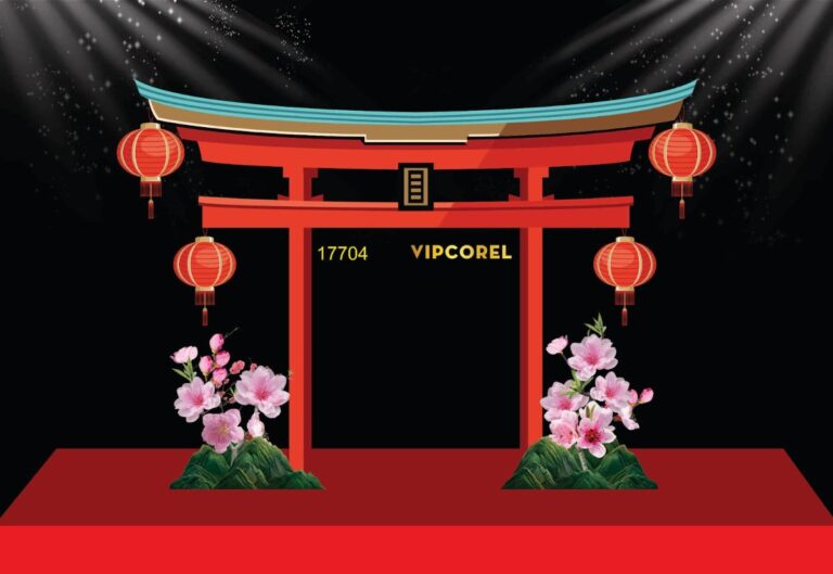 Tiểu Cảnh Cổng Torii Tết Vector