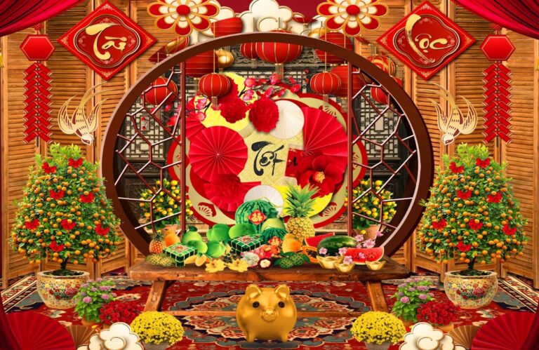 Tiểu cảnh Tết vector 2025