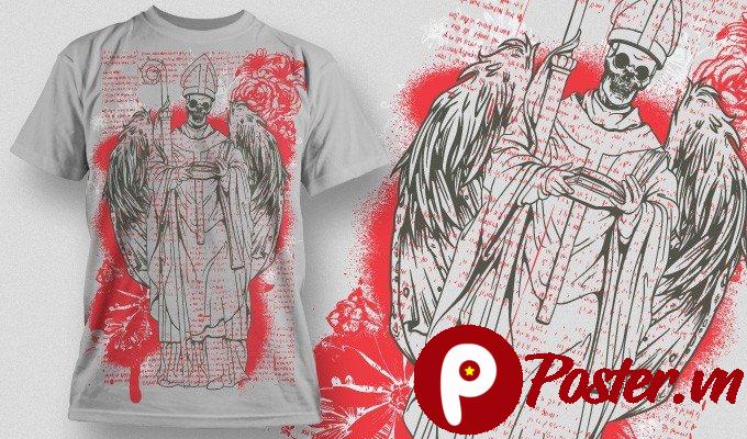 Vector áo thun đầu lâu thiên thần Gothic