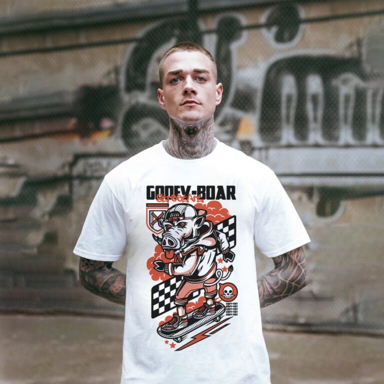 Vector áo thun heo skate