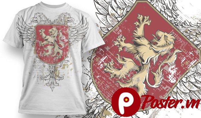 Vector áo thun sư tử vintage