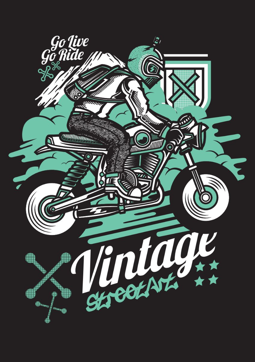 Vector Áo Thun Vintage Street Art