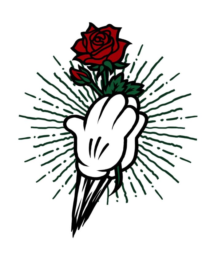 Vector bàn tay hoa hồng Mickey