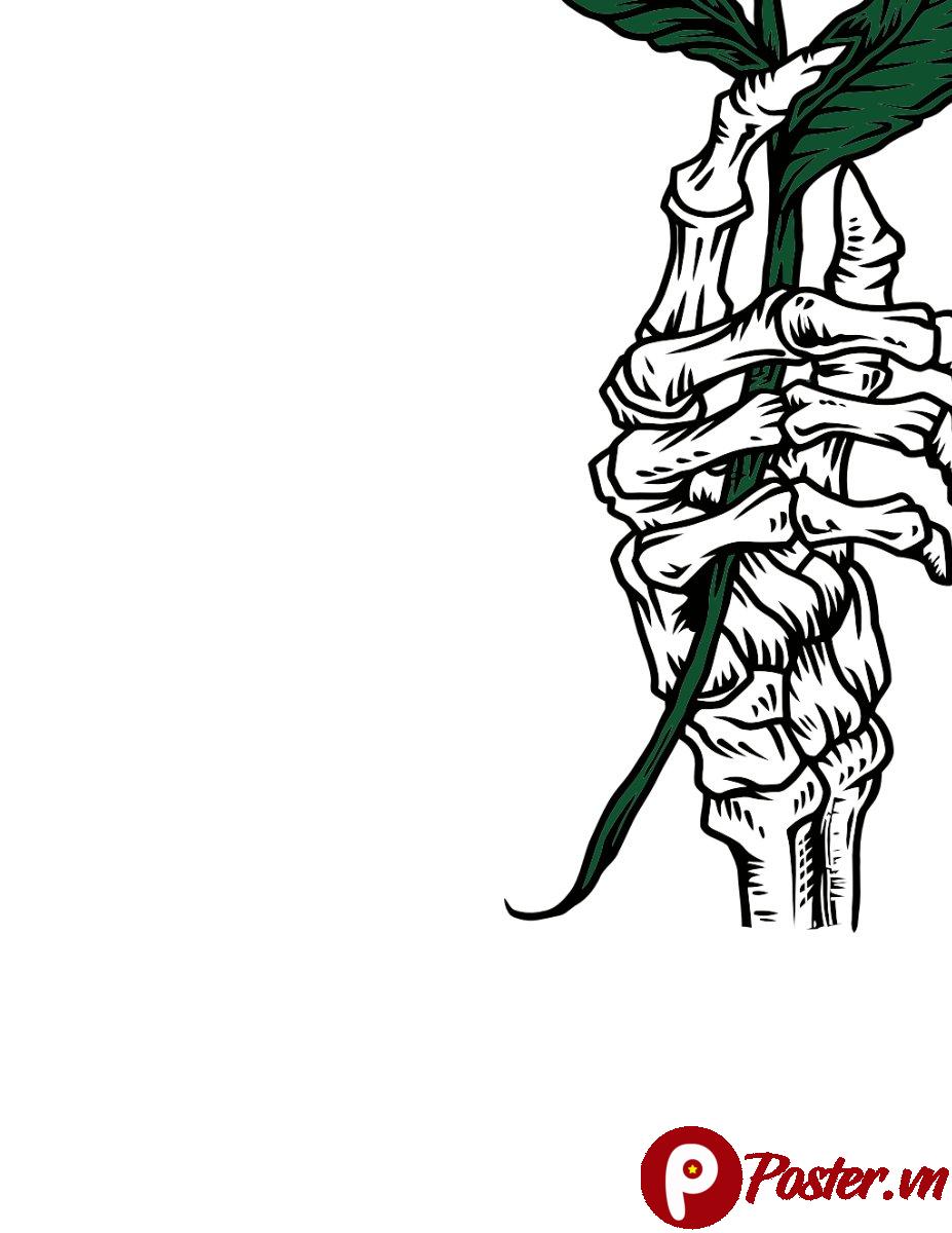 Vector bàn tay xương cầm cây