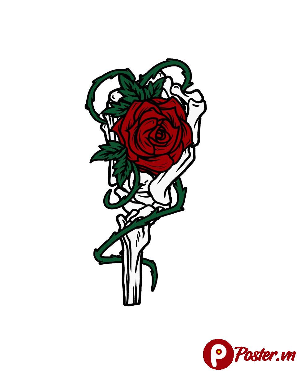 Vector bàn tay xương hoa hồng