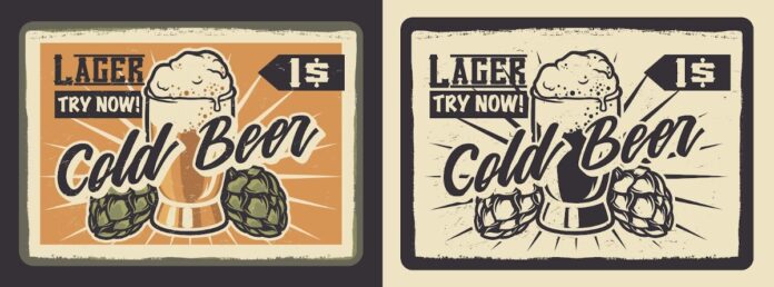 Vector banner bia lạnh cổ điển