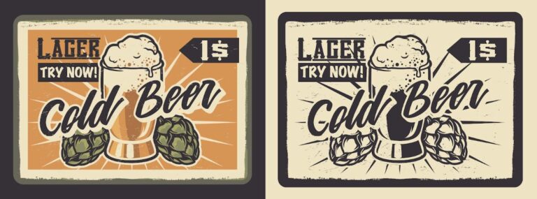 Vector banner bia lạnh cổ điển