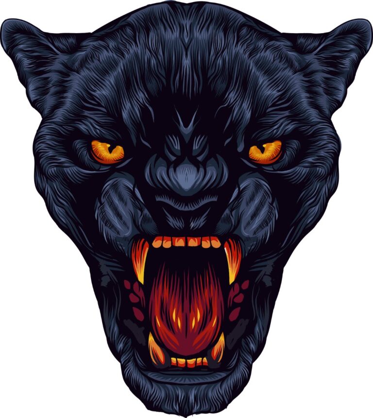 Vector báo đen gầm gừ mạnh mẽ