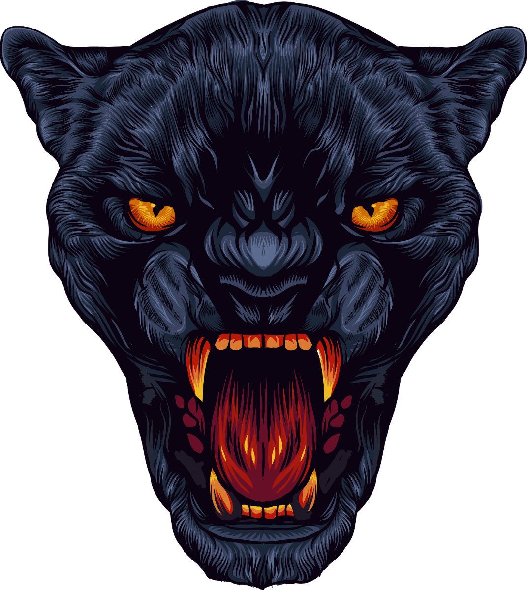 Vector báo đen gầm gừ mạnh mẽ