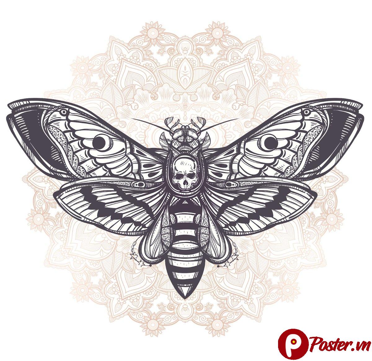 Vector bướm đầu lâu độc đáo