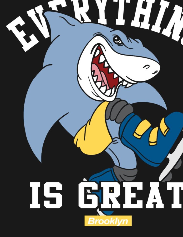 Vector cá mập trượt patin