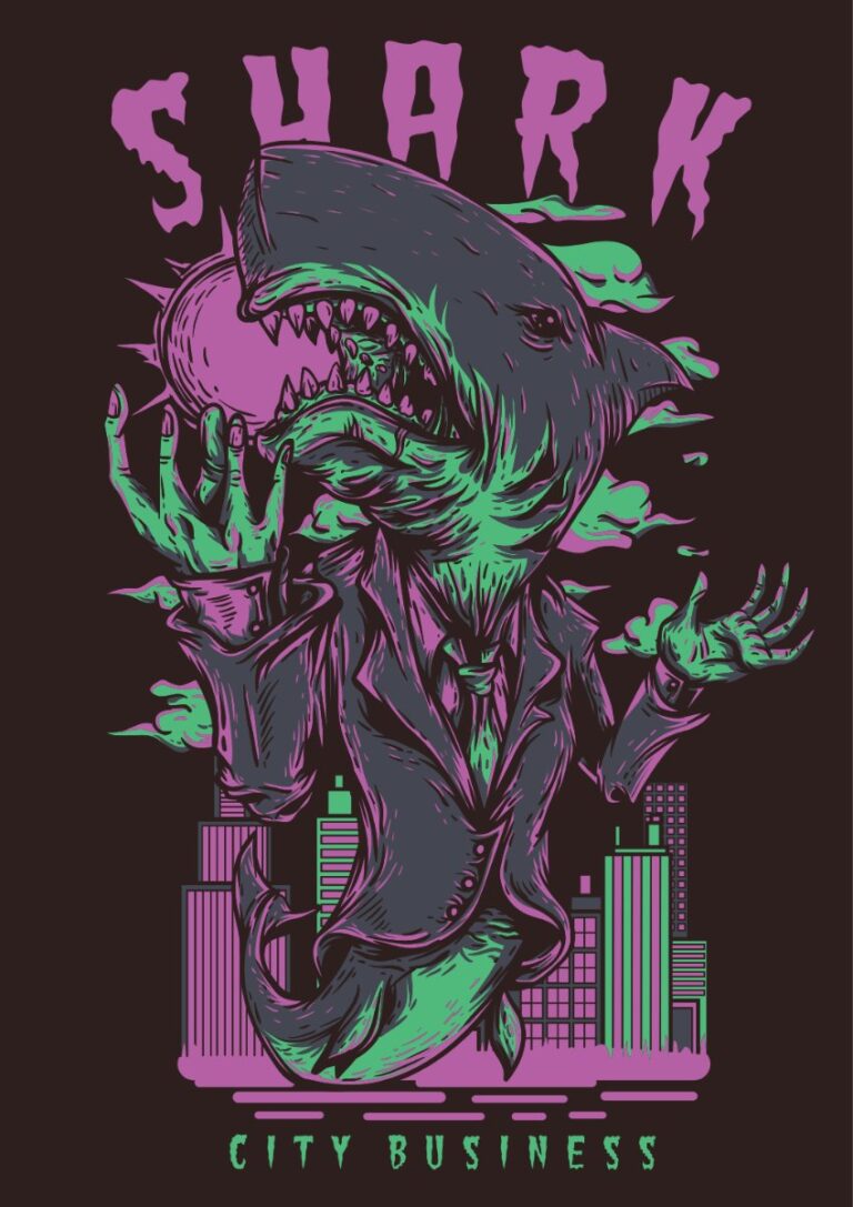 Vector Cá Mập Zombie Kinh Dị