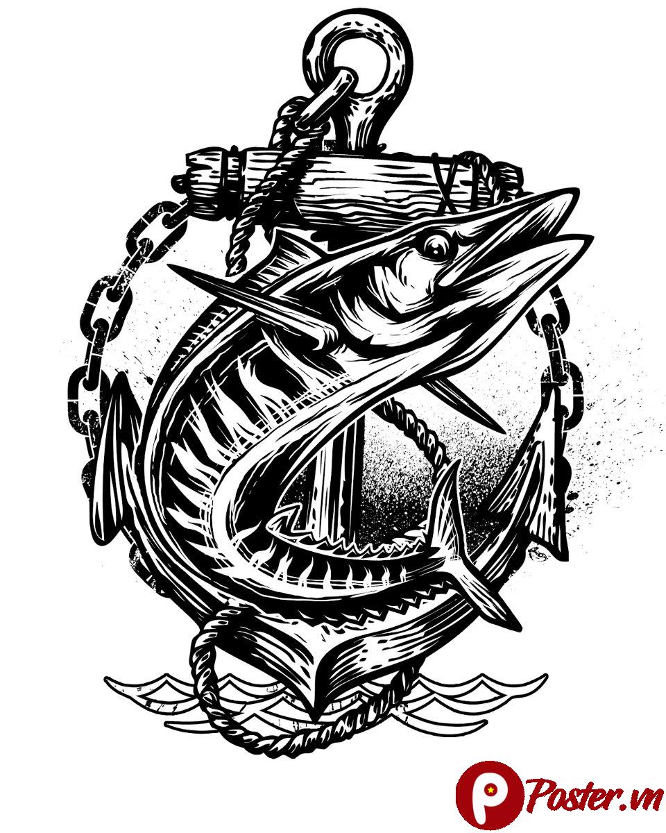 Vector cá nhám móc neo