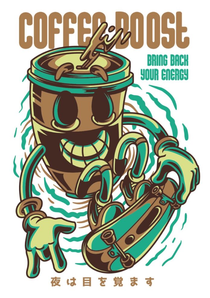 Vector cà phê hoạt hình zombie