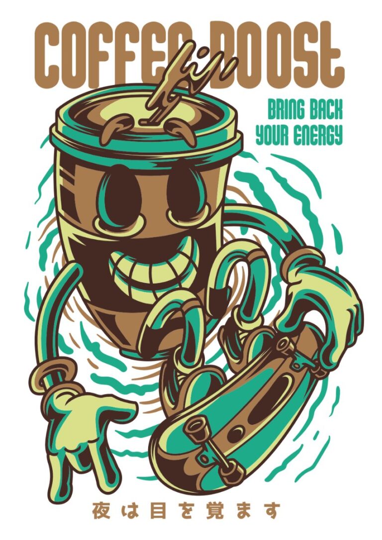 Vector cà phê hoạt hình zombie