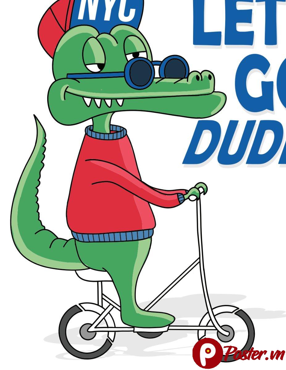 Vector cá sấu đi xe đạp ngầu
