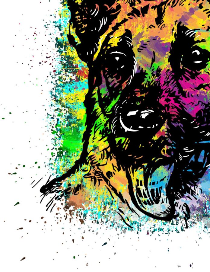 Vector chó nghệ thuật đầy màu sắc