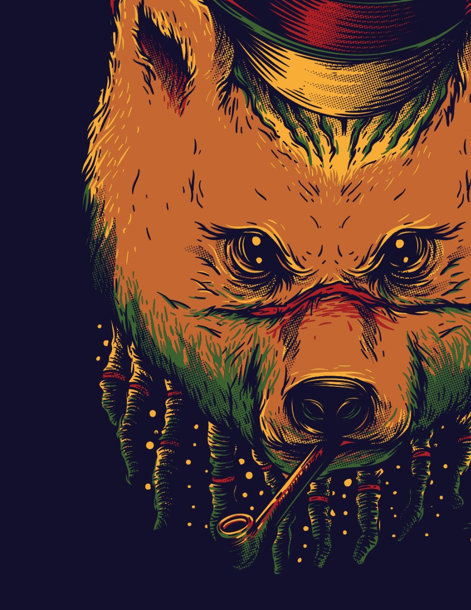 Vector chó sói hút tẩu phong cách vintage