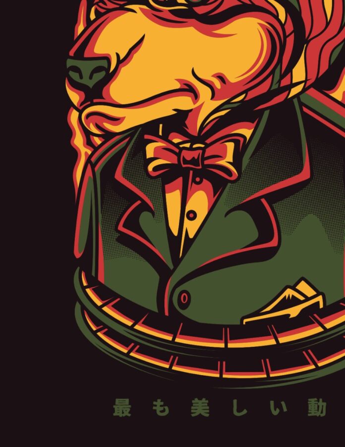 Vector chó sói mặc vest đồ họa