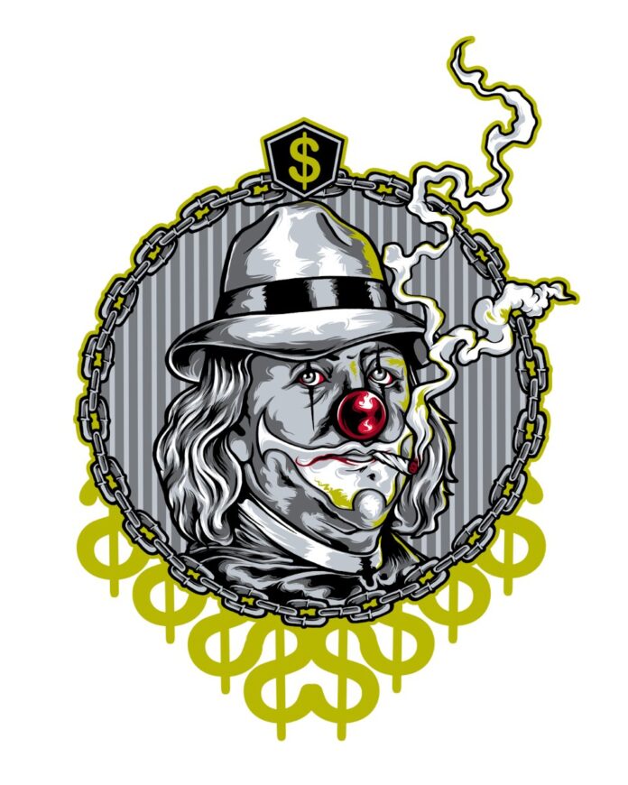 Vector chú hề tiền bạc