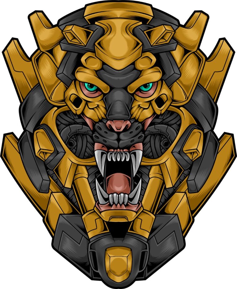 Vector đầu hổ cơ khí vàng đen
