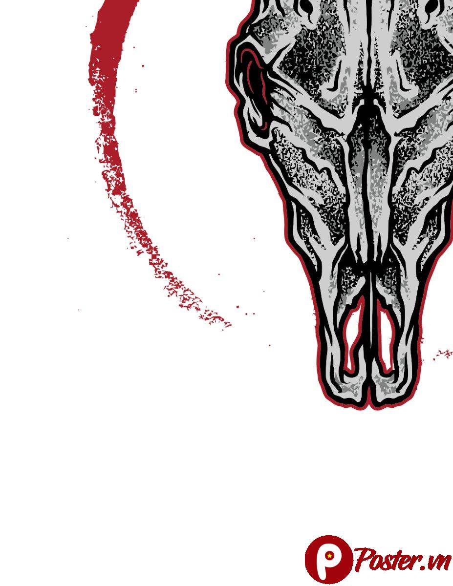 Vector đầu lâu bò sừng đỏ