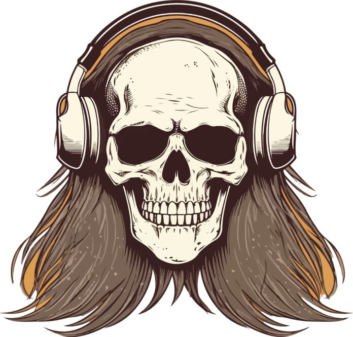 Vector đầu lâu đeo tai nghe