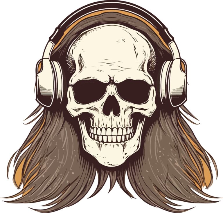 Vector đầu lâu đeo tai nghe