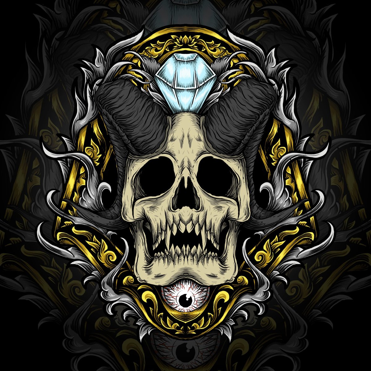 Vector Đầu Lâu Kim Cương Đồ Họa