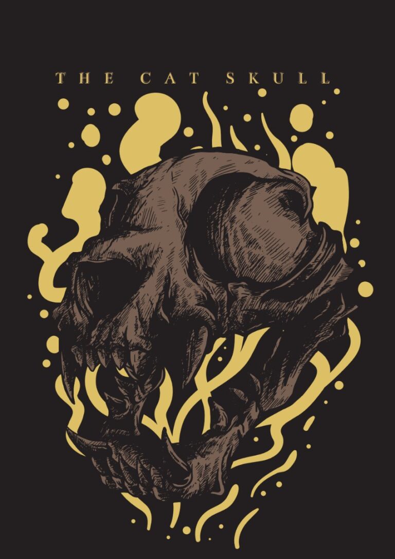 Vector đầu lâu mèo zombie