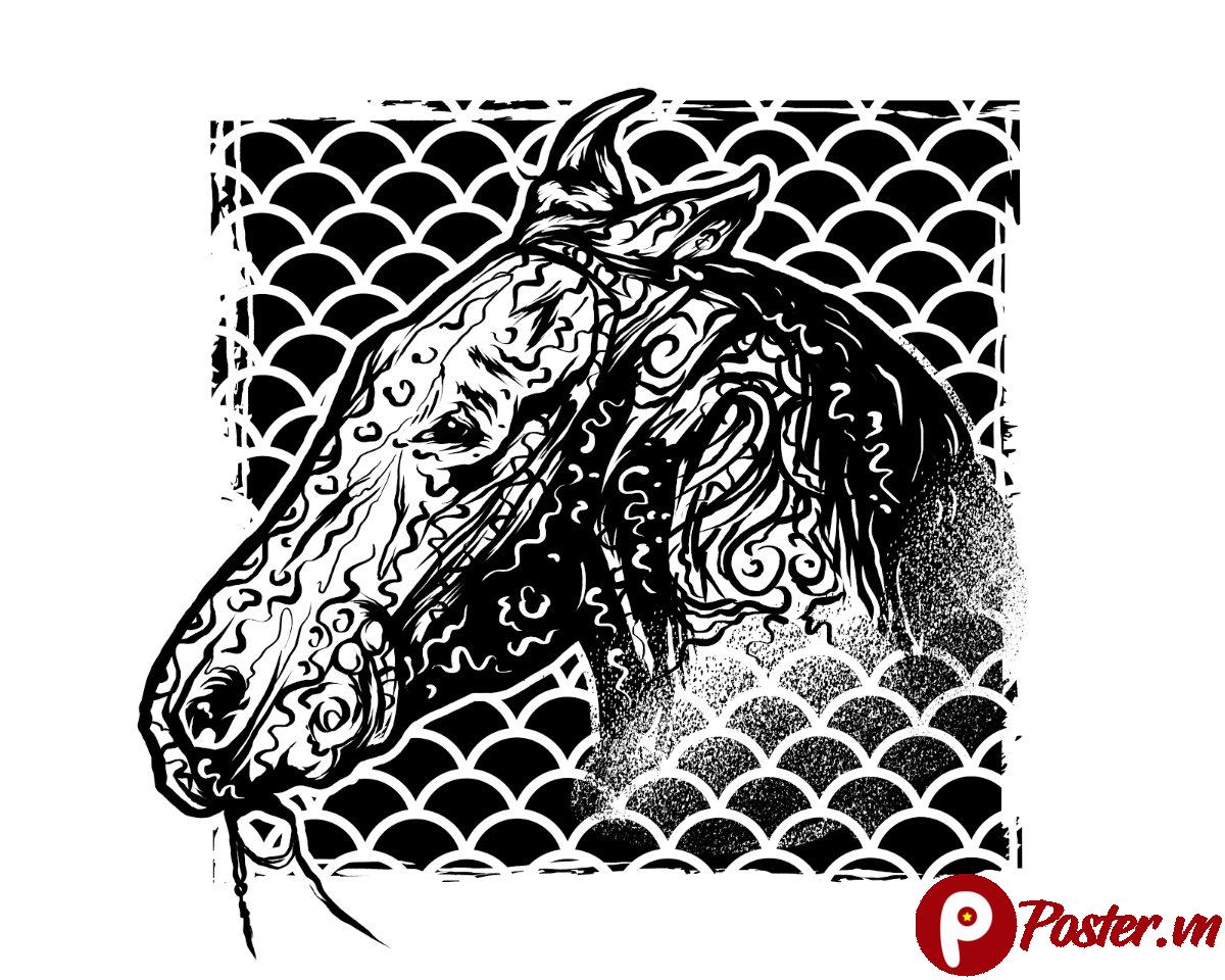 Vector đầu ngựa trang trí