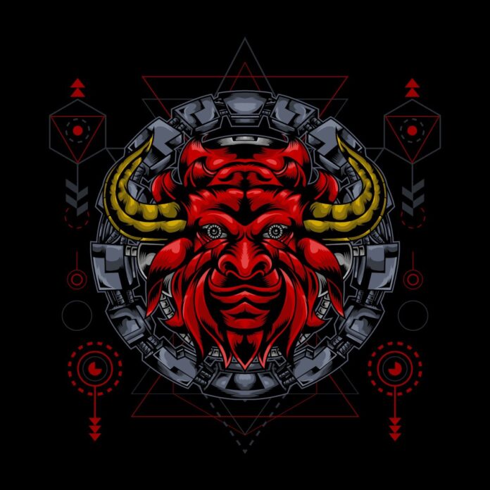 Vector Đầu Quỷ Đỏ Phong Cách Mandala